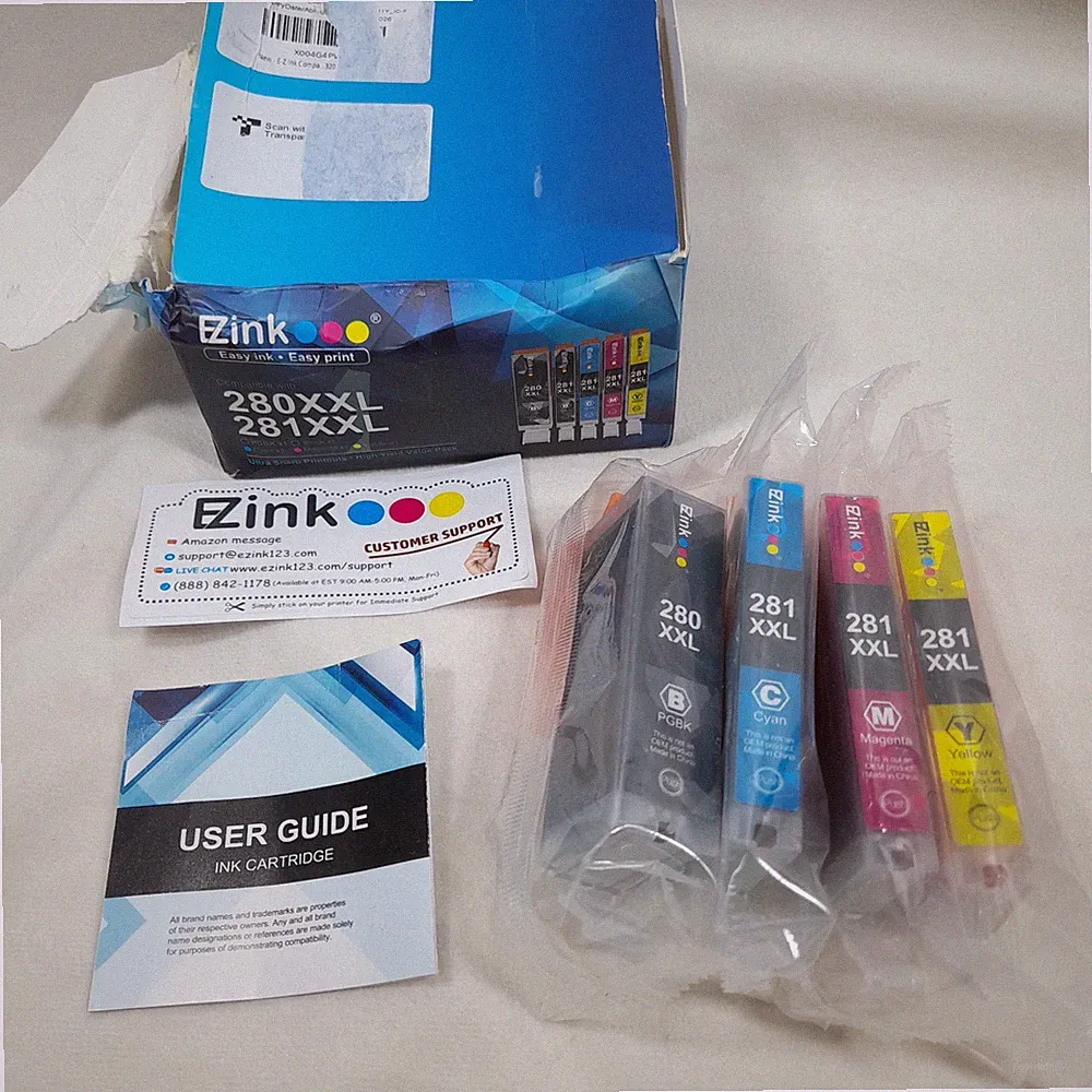 4 Only~E-z Ink Black and Color Ink Cartridge 280XXL 281XXL -Sealed(Box Wrecked)