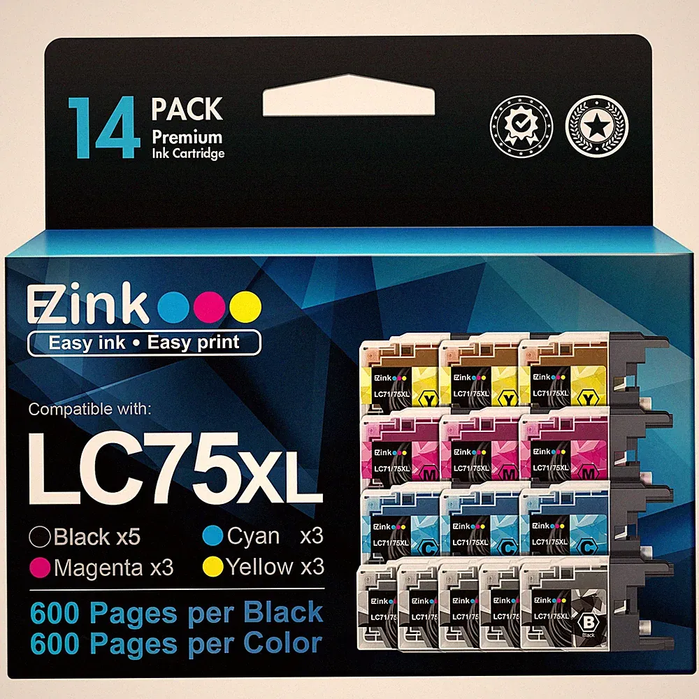 E Z Ink 14 Pack Compatible Ink Cartridges for Brother LC75 LC71 LC79