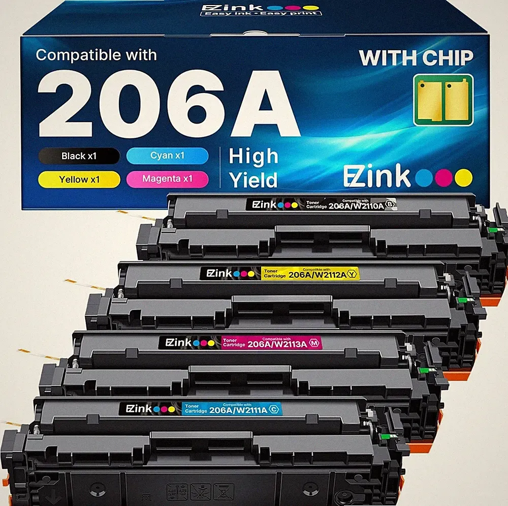E-Z Ink 206A 206X Toner Cartridge Set 4 Pack w/ Chip HP M283 M255 - OB