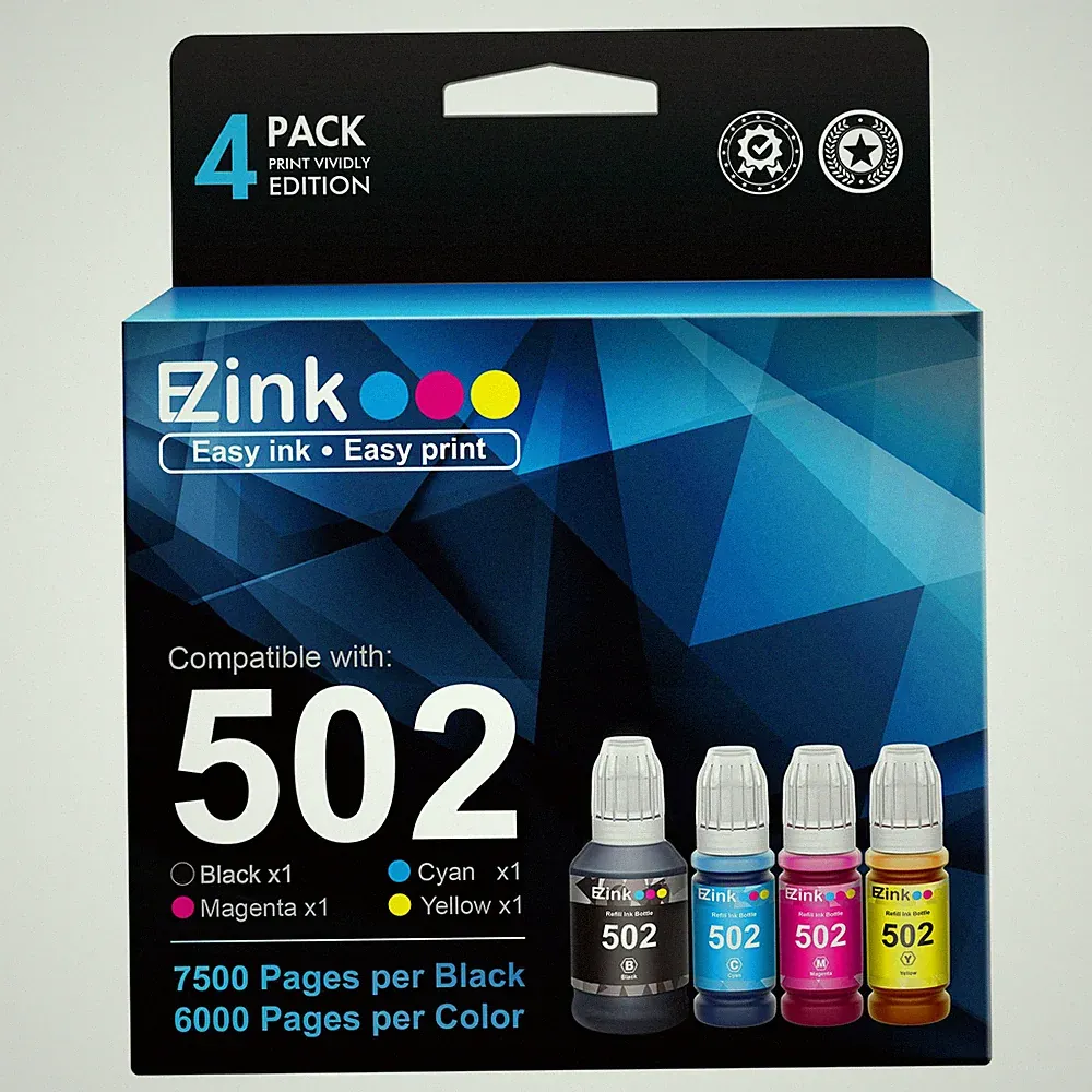 E Z Ink Compatible Epson 502 522 Ink Bottle 4 Pack Black Cyan Magenta Yellow