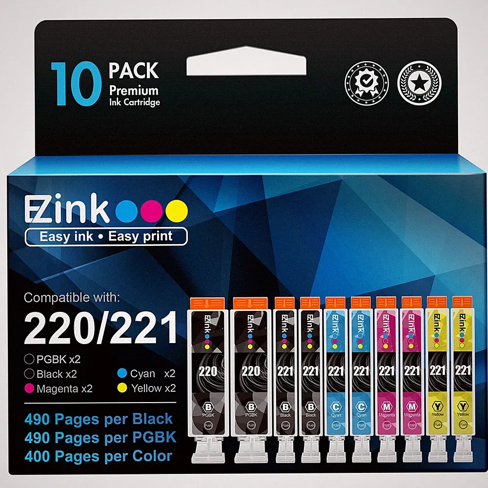 E Z Ink Compatible Ink Cartridges for Canon PGI 220 CLI 221 10 Pack