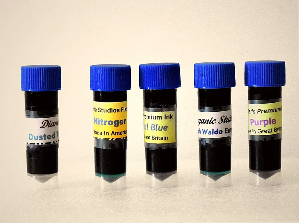 FIVE 5ML SAMPLE BOTTLES OF PREMIUM FOUNTAIN PEN INK ~ 25ML of FRESH INK~ #B255B