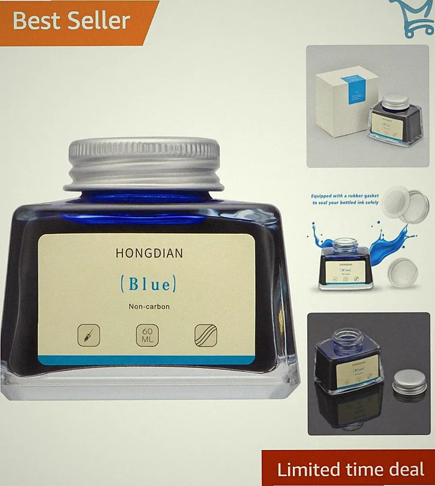 High-Quality 60ml Blue Bottled Ink - Perfect for Smooth Fountain Pen Writing